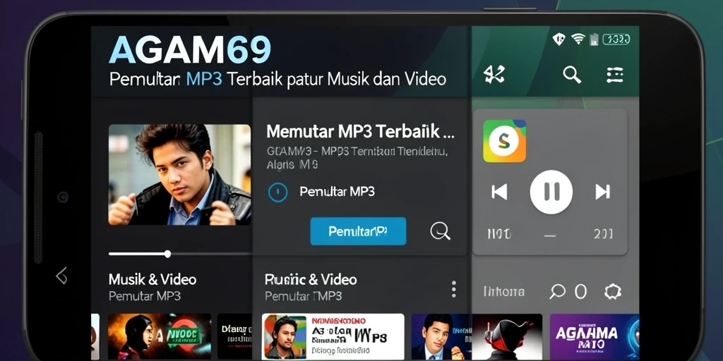 Tampilan antarmuka AGAM69 yang sederhana dan fungsional untuk Pemutar MP3.