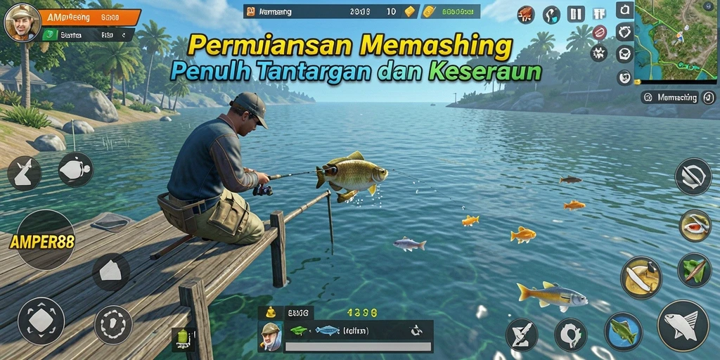 Tampilan antarmuka game Memancing AMPER88 dengan grafik yang memukau.