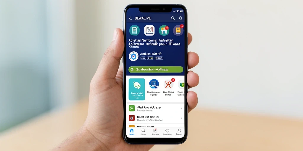 Tampilan antarmuka utama DEWALIVE dengan fitur Sembunyikan Aplikasi.