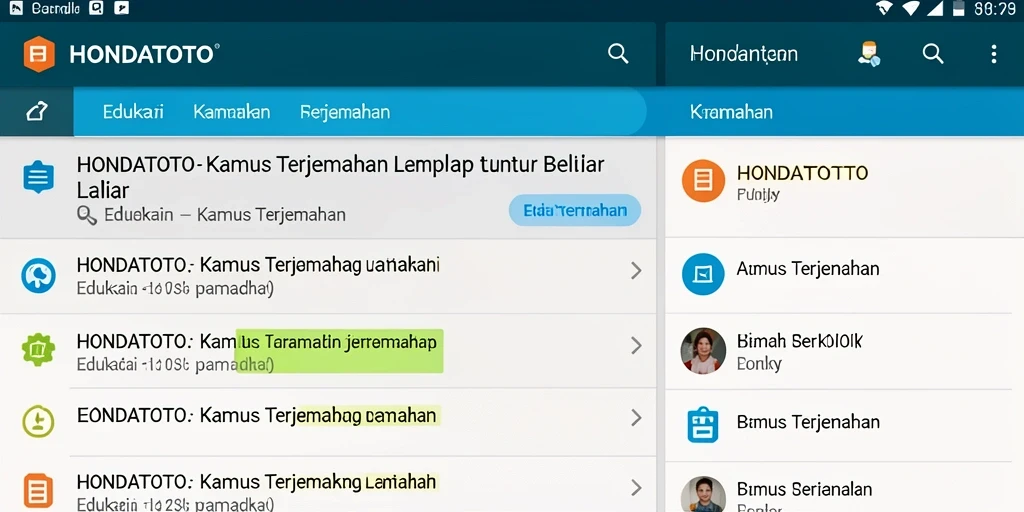 Antarmuka HONDATOTO yang sederhana dan fungsional untuk Kamus Terjemahan.