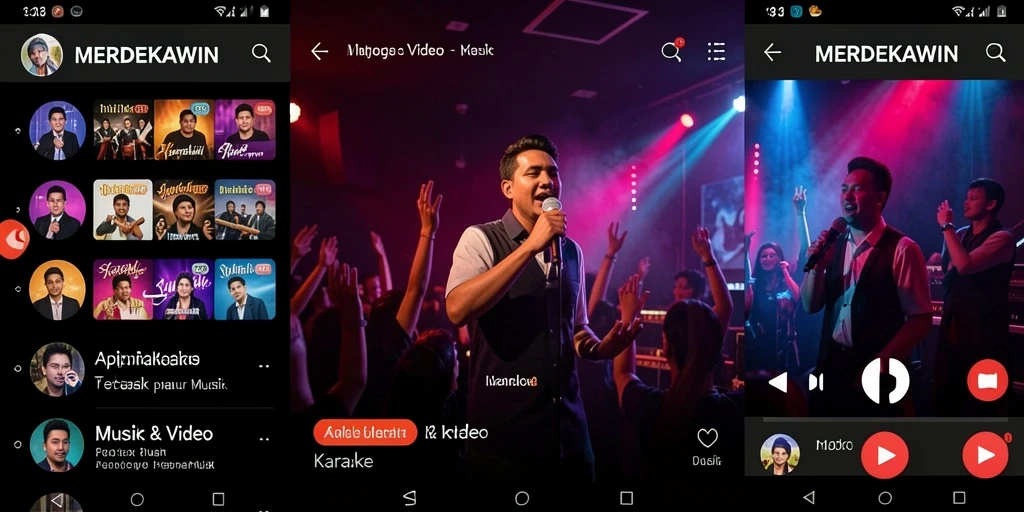 Antarmuka pengguna MERDEKAWIN untuk pengalaman karaoke yang menyenangkan.