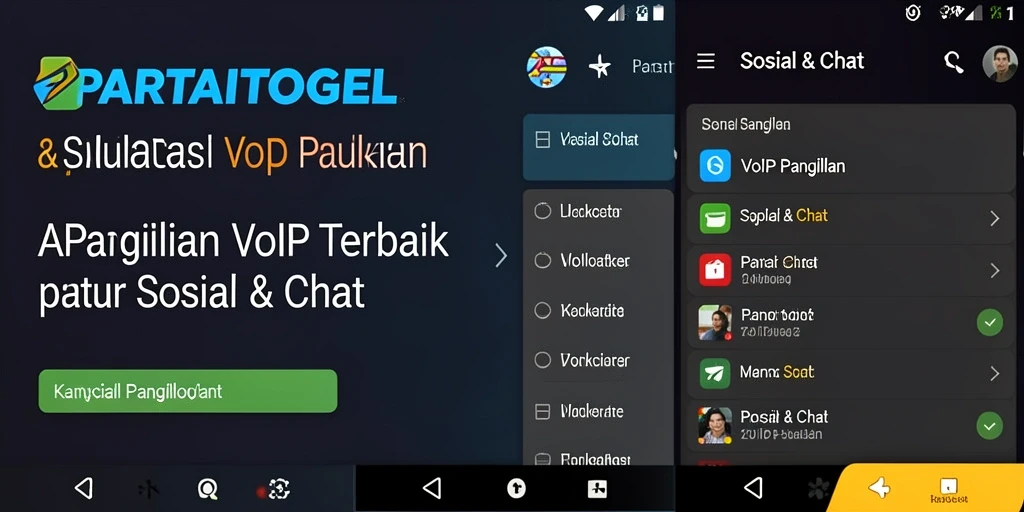 Menampilkan antarmuka aplikasi PARTAITOGEL untuk VoIP Panggilan.