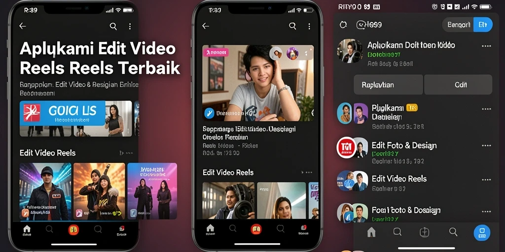 Tampilan antarmuka aplikasi RR89 untuk Edit Video Reels.