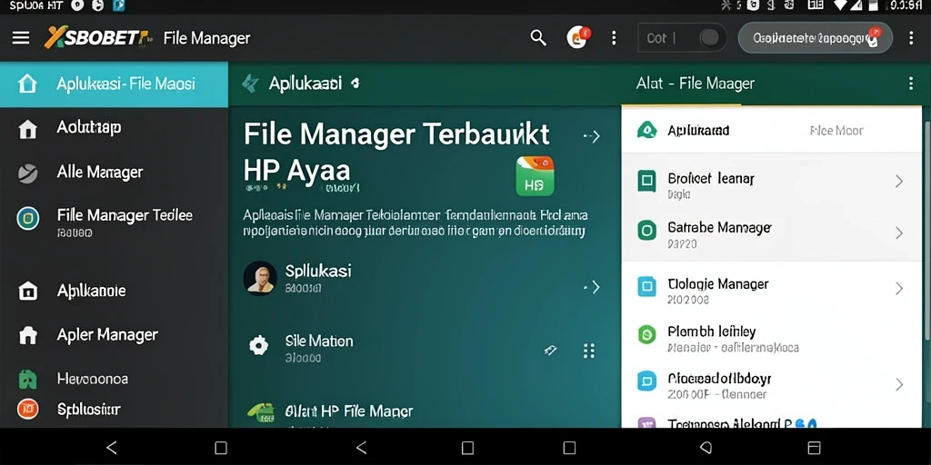 Screenshot aplikasi SBOBET menunjukkan antarmuka File Manager yang intuitif.