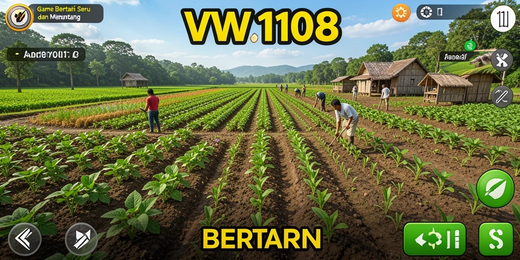 Tampilan antarmuka VW108 menampilkan aktivitas bertani yang seru dan menarik.